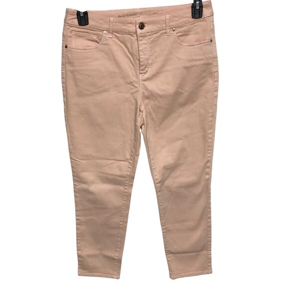 Chicos So Slimming Girlfriend Ankle Pants Blush Pink Stretch Denim  Size 1 - Picture 1 of 6